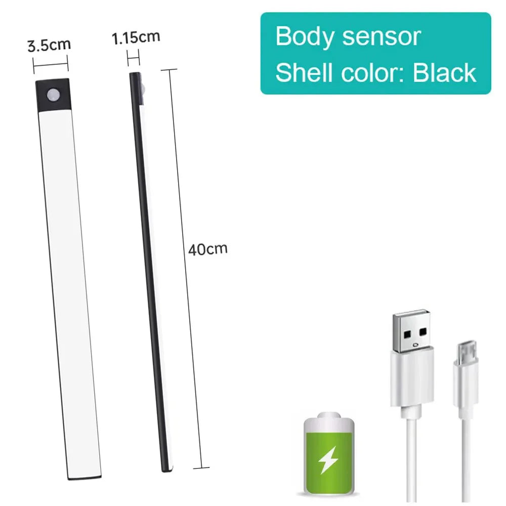 LED Bar Light Under Cabinet Lighting Motion Sensor USB Rechargeable Magnetic for Kitchen Closet Night Light