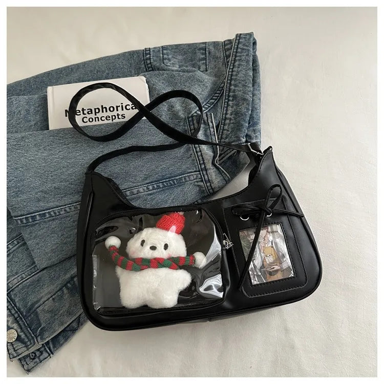 Y2k Harajuku Shoulder Bag Women Korean Transparent Ita Bag School Crossbody Bag Female Japanese Designer Preppy Handbag Purse