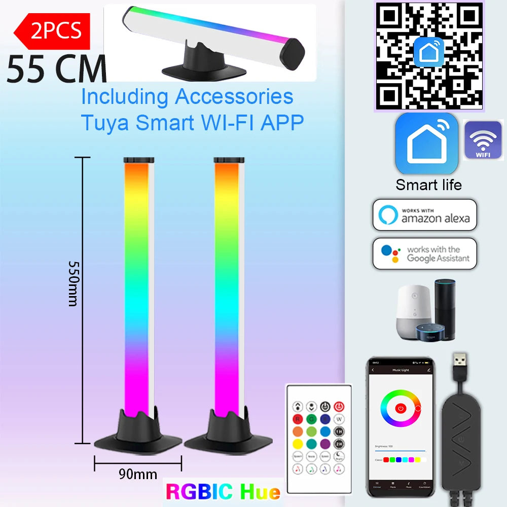 Music Light Bar RGBIC Pickup Rhythm Lights Desktop Strip Light APP Control USB Atmosphere Lamp For Gaming Bedroom TV Backlight