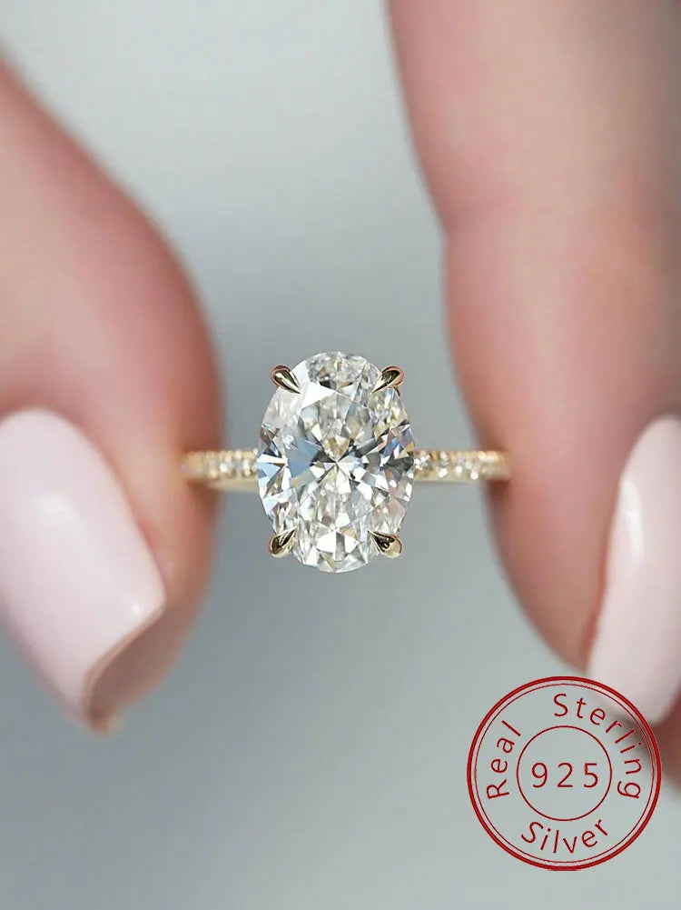 925 Sterling Silver Zirconia Gorgeous Shiny 1-5CT Oval Stone Ring For Women Engagement Wedding Luxury High Quality Fine Jewelry