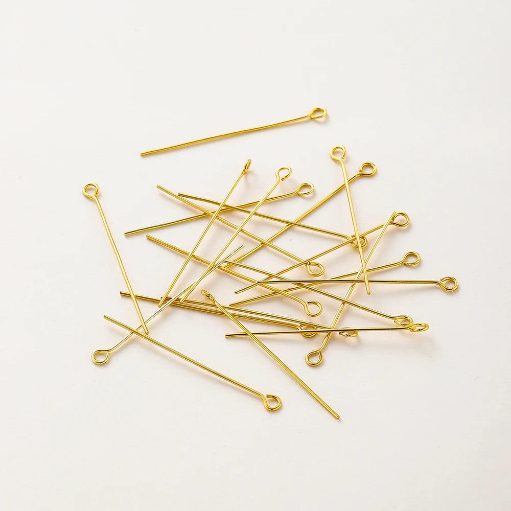 100pcs/lot 14K 18K Gold Plated 16-50mm Ball Head Pins DIY Jewelry Making Findings Brass Metal Flat Head Eye Head Pins Supplies