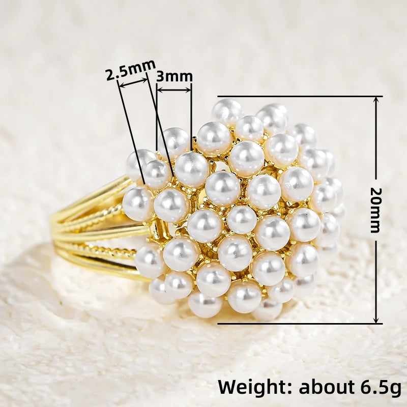 Huitan Luxuriant White/Purple Imitation Pearl Rings for Women Aesthetic Wedding Engagement Accessories Trendy Jewelry Drop Ship