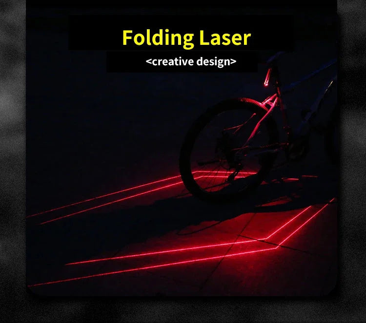 Bike Rear Light Laser Line Warning Lamp Waterproof Seatpost LED Light USB Rechargeable MTB Road Bicycle Taillight