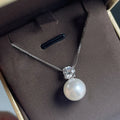 Huitan Trendy Imitation Pearl Pendant Necklace for Women Silver Color Box Chain Exquisite Bridal Wedding Necklace Lady Jewelry