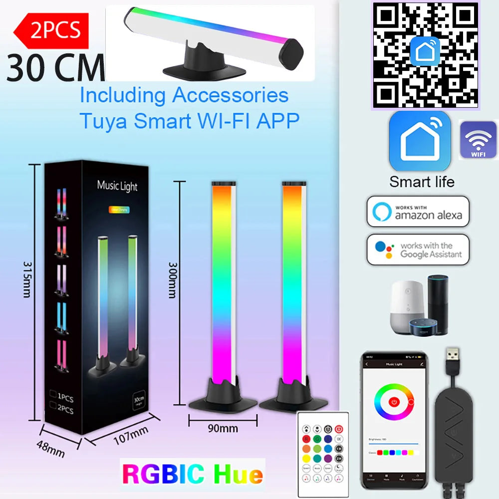 Music Light Bar RGBIC Pickup Rhythm Lights Desktop Strip Light APP Control USB Atmosphere Lamp For Gaming Bedroom TV Backlight