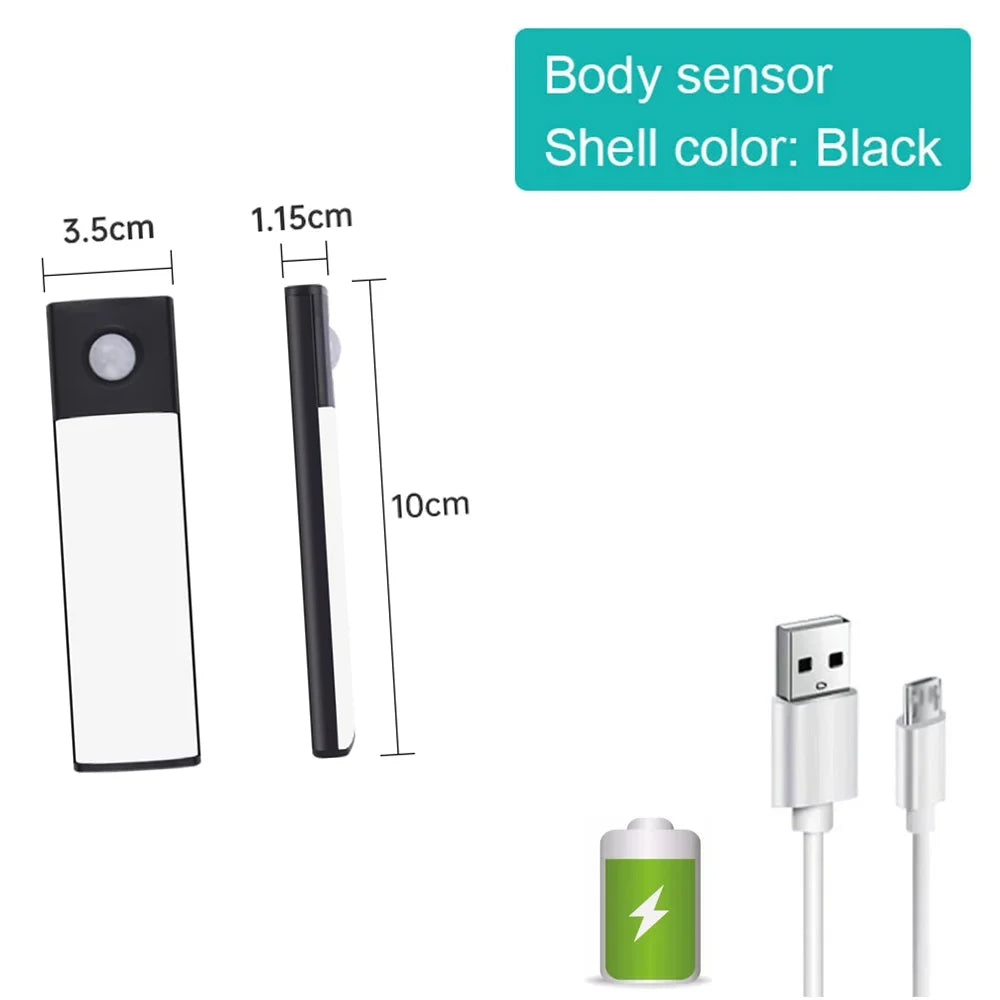 LED Bar Light Under Cabinet Lighting Motion Sensor USB Rechargeable Magnetic for Kitchen Closet Night Light