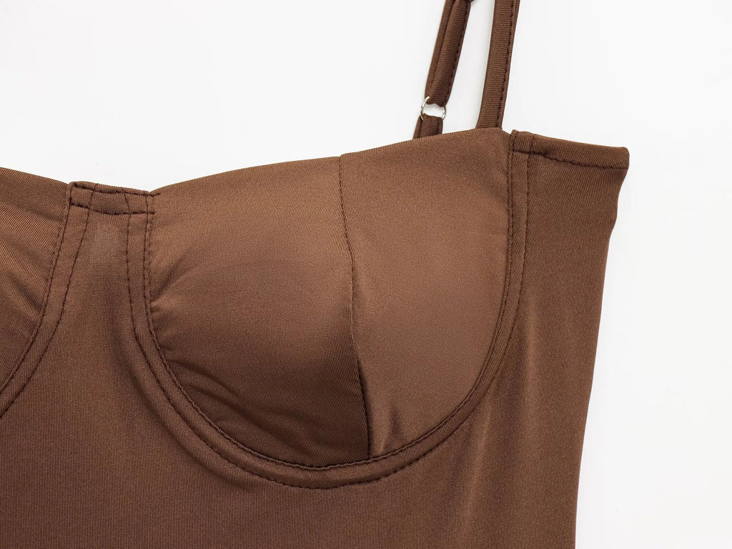 Zevity 2025 Women Sexy Spaghetti Strap Inner Style Beach Wear Bodysuits Ladies Soft Slim Swimsuit Playsuits Mujer Rompers LS9043