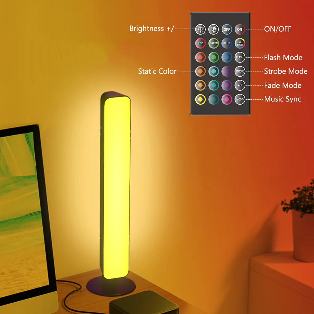 USB LED Light Bars RGB 16 Color Changing TV Backlights Music Sync Ambient Lamp Rhythm Strips for PC Gaming Room Bookshelf Decor