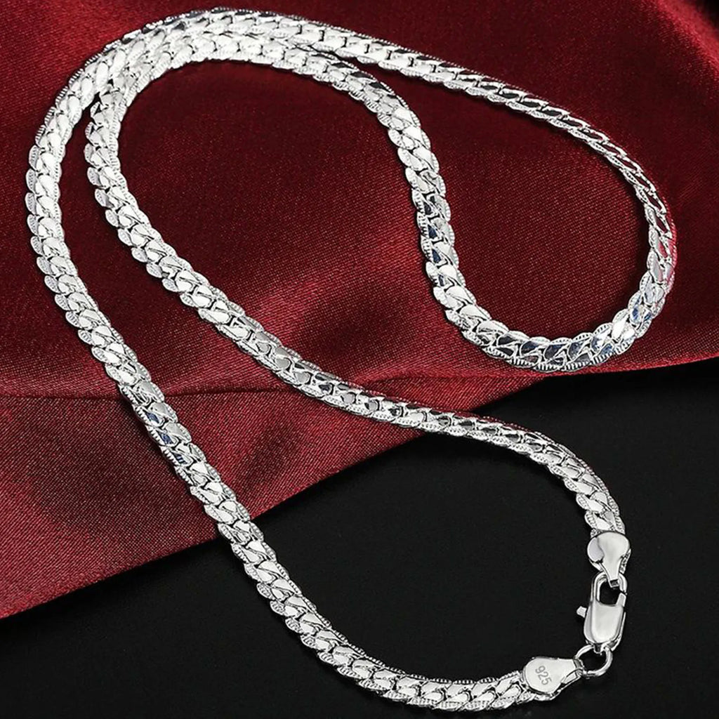 925 Sterling Silver 8/16/18/20/22/24 Inch 6mm Side Chain Necklace Bracelet For Woman Men Fashion Charm Wedding Jewelry