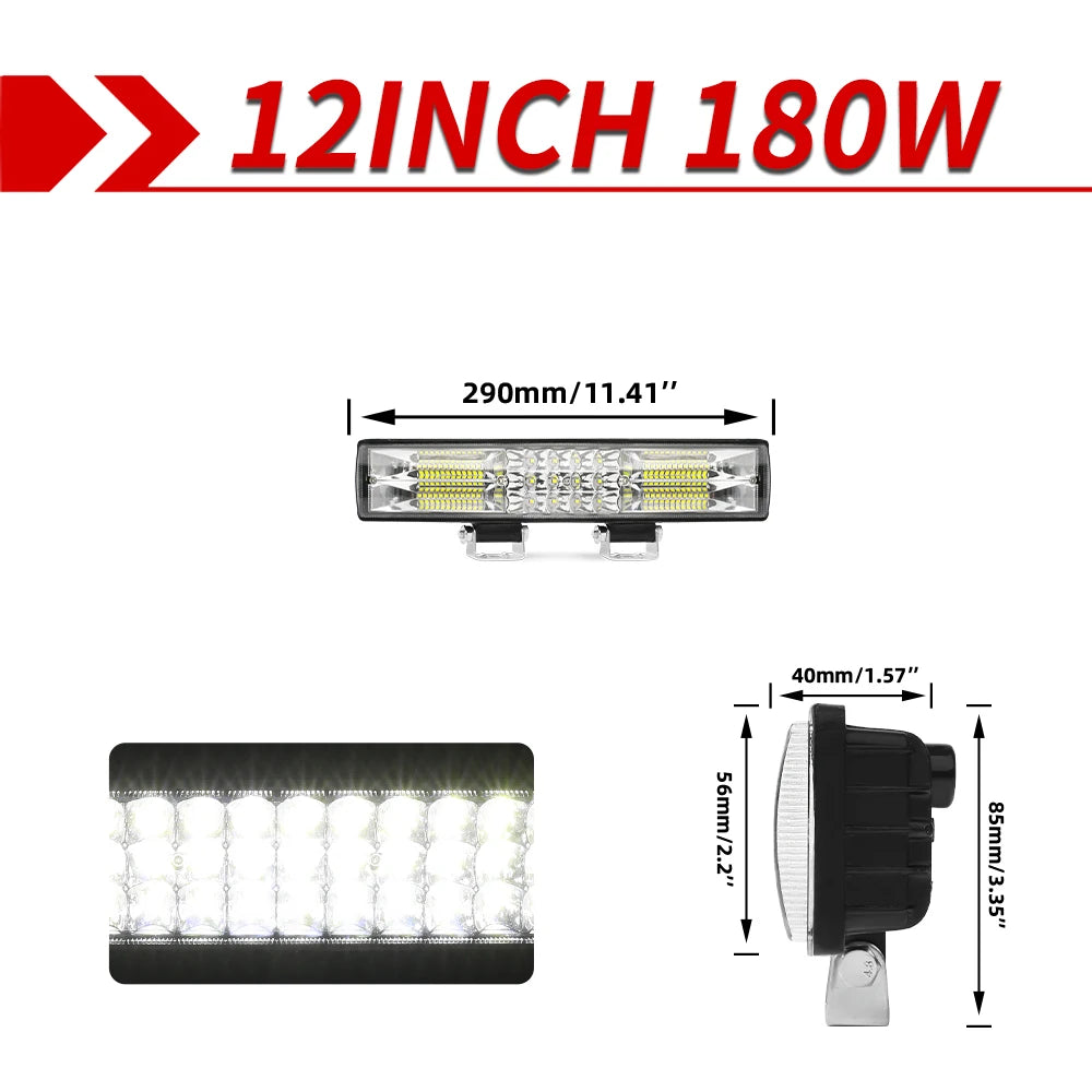 CO LIGHT 12"20"26"32"40" LED Light Bar 3-Rows 90000LM Flood Spot Offroad LED Driving Light for Pickup Truck SUV ATV UTV Boat 4x4