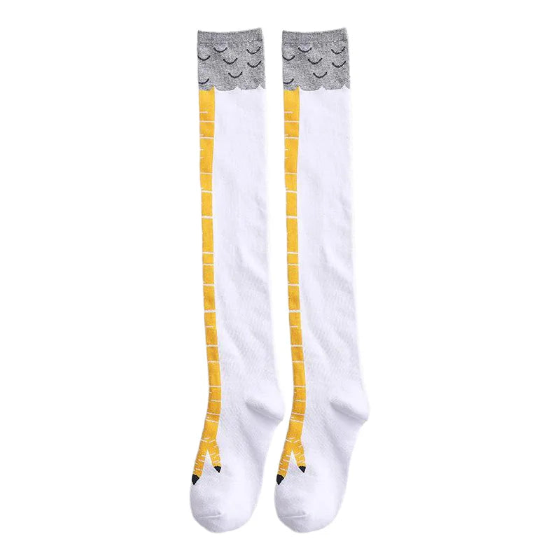 Men Women Funny 3D Chicken Socks Print Cartoon Cosplay High flexibility Thigh High Sock Cotton Fashion Thin Toe Feet Paws Stocks