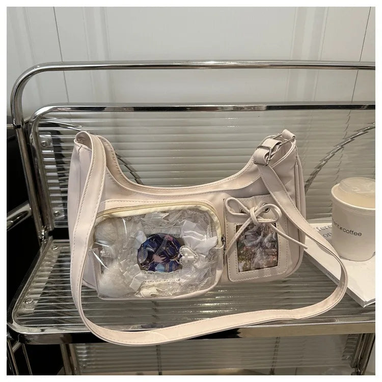 Y2k Harajuku Shoulder Bag Women Korean Transparent Ita Bag School Crossbody Bag Female Japanese Designer Preppy Handbag Purse