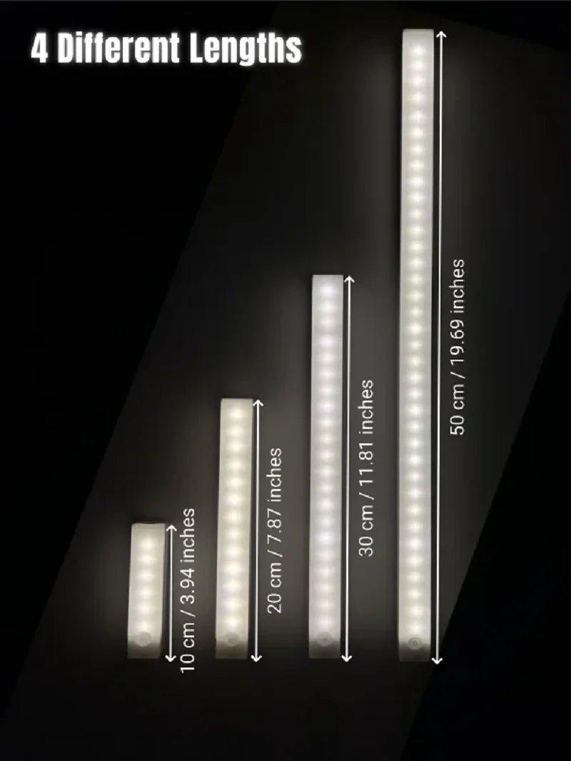 Rechargeable Motion Sensor LED Bar Light Induction Night Light Portable Lamp for Kitchen Cabinet Bedside Bathroom Mirror Light