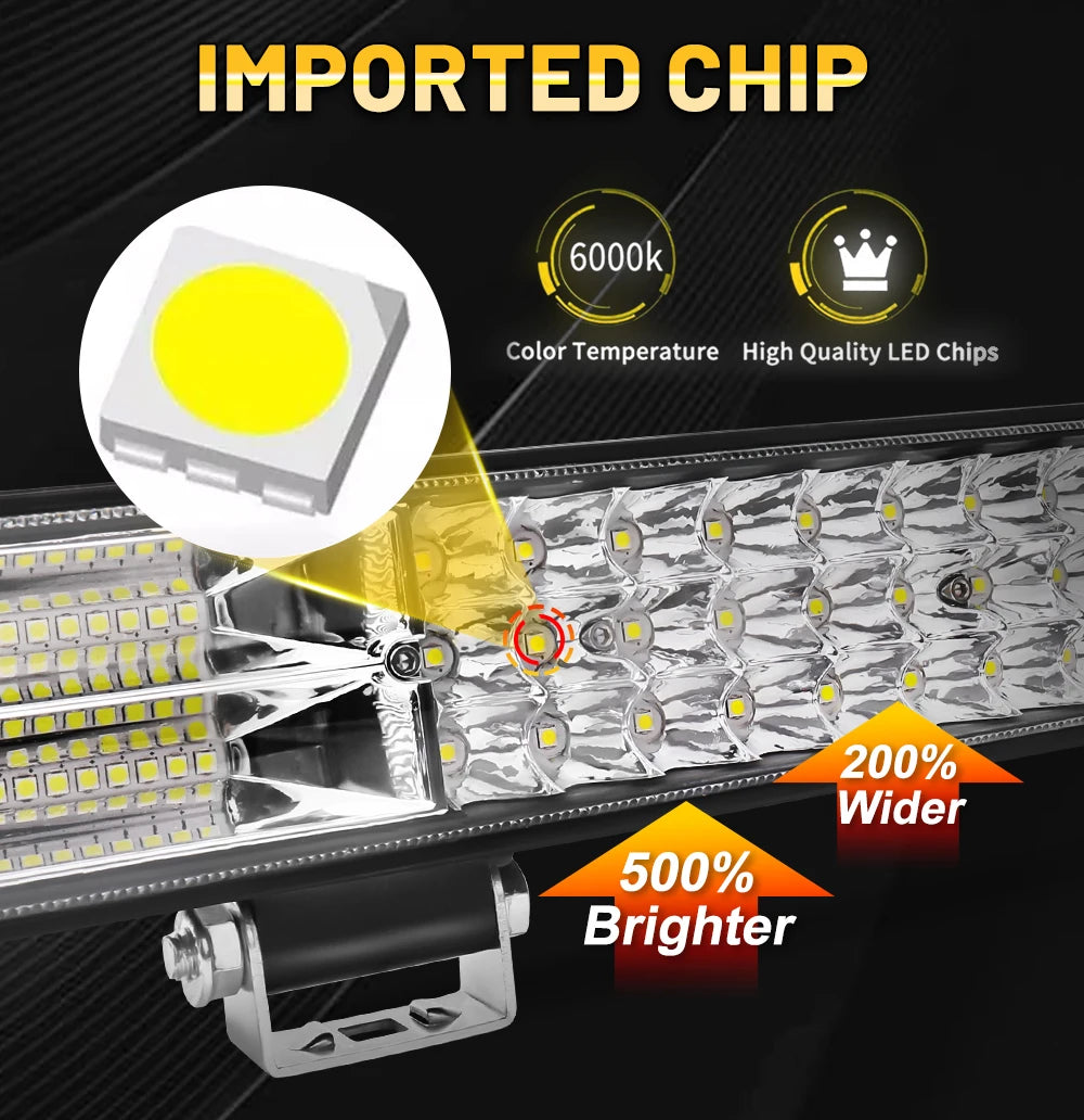 CO LIGHT 12"20"26"32"40" LED Light Bar 3-Rows 90000LM Flood Spot Offroad LED Driving Light for Pickup Truck SUV ATV UTV Boat 4x4