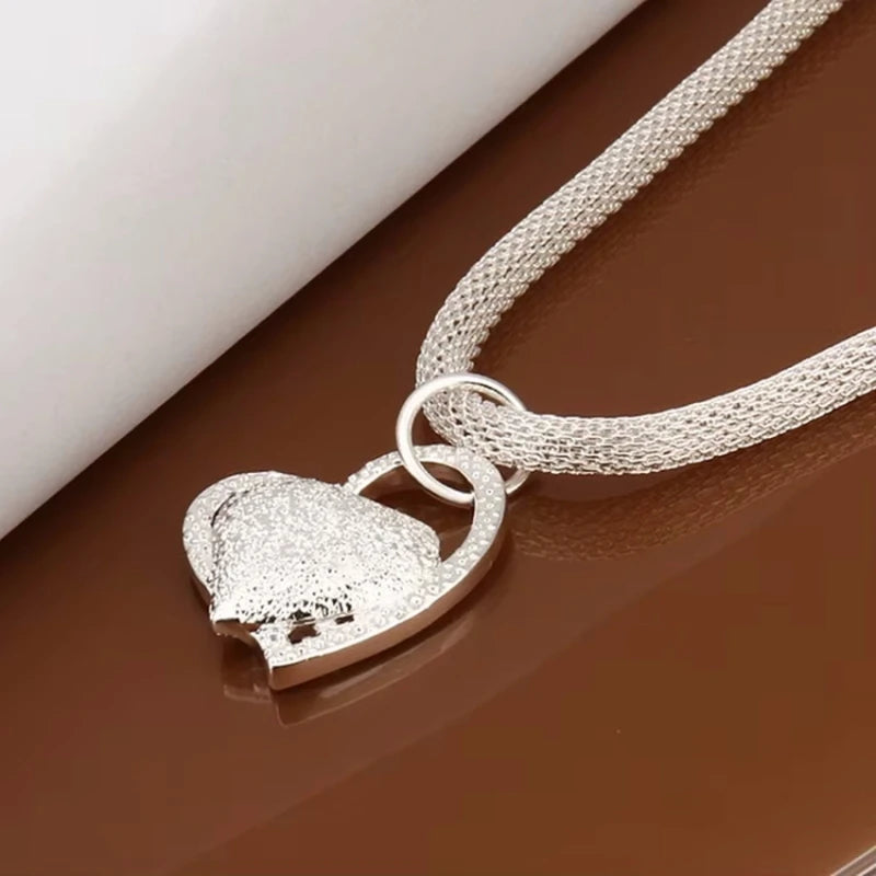 925 Sterling Silver Gorgeous Charm Fashion Charm Heart Wedding Lady Love Necklace Noble Luxury 18 Inches Silver Jewelry