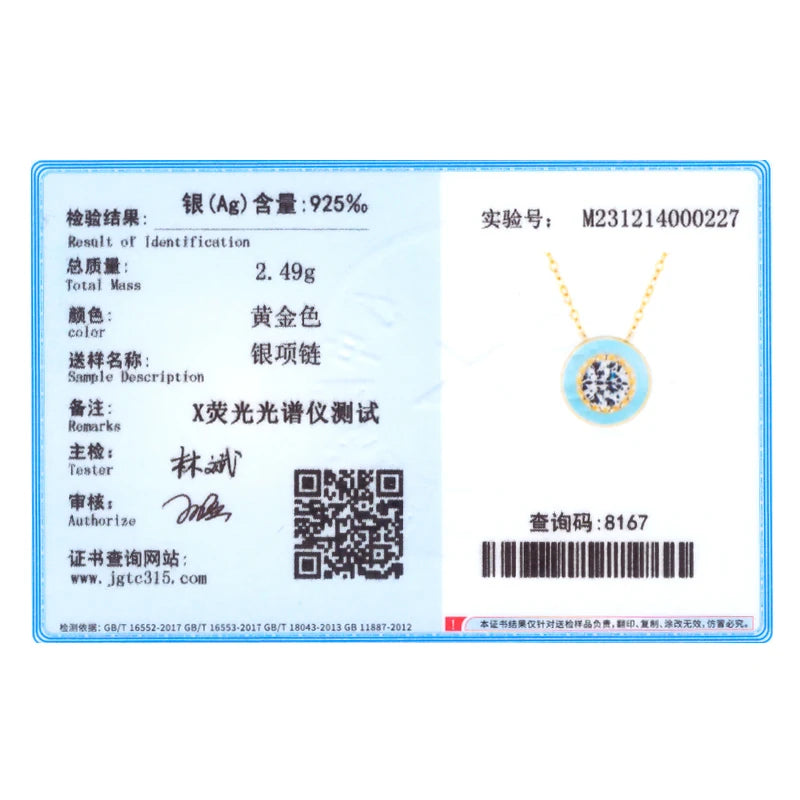 Ailmay 925 Sterling Silver Elegant Round Blue Enamel Pendant Shiny Zirconia Necklace For Women Wedding Engagement Fine Jewelry