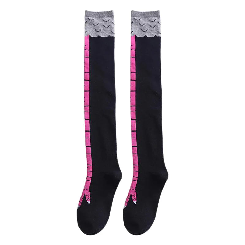 Men Women Funny 3D Chicken Socks Print Cartoon Cosplay High flexibility Thigh High Sock Cotton Fashion Thin Toe Feet Paws Stocks