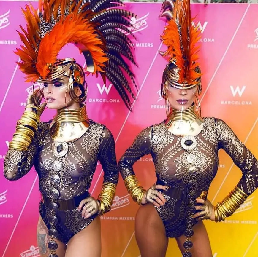 KDLUN African Bib Torques Chokers Necklaces For Women Statement Metal Geometric Collar Necklace Indian Jewelry Boho Design