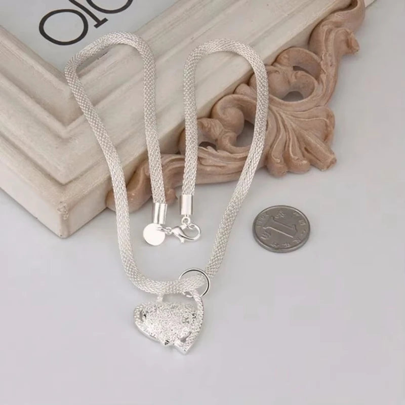 925 Sterling Silver Gorgeous Charm Fashion Charm Heart Wedding Lady Love Necklace Noble Luxury 18 Inches Silver Jewelry