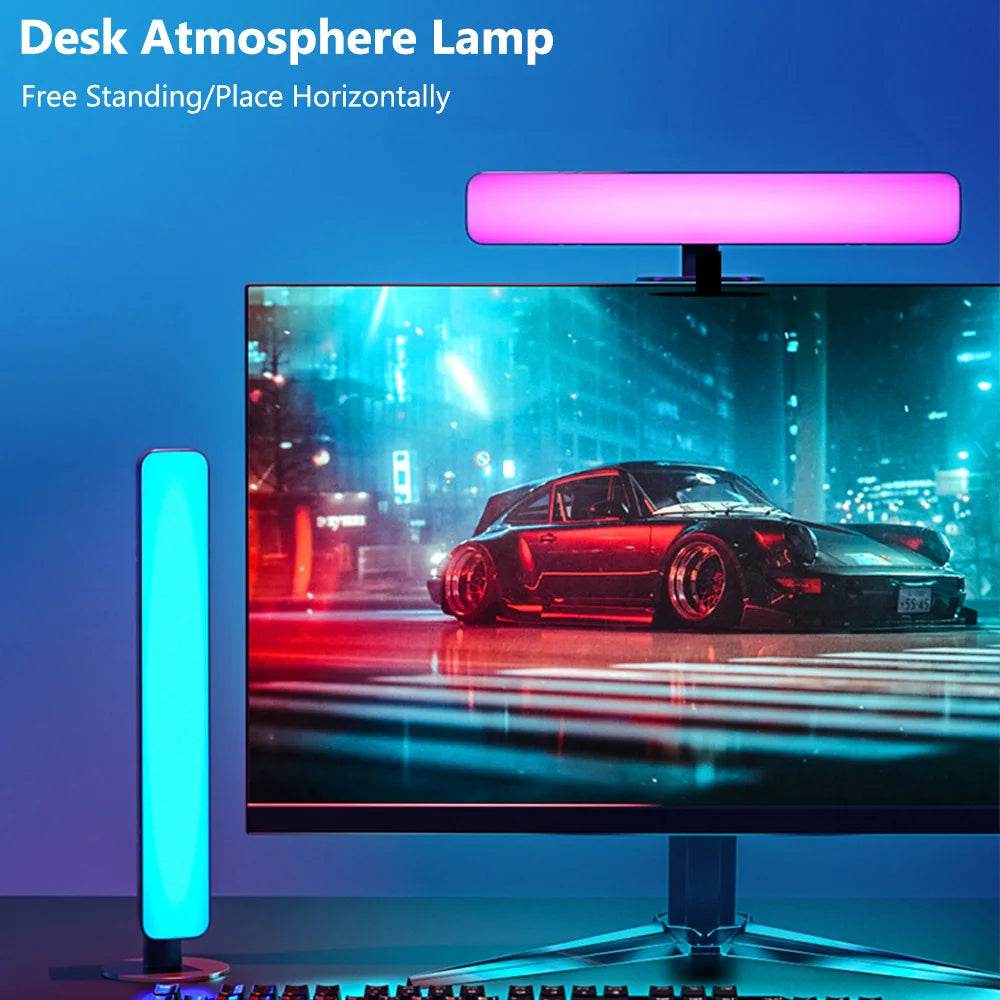 USB LED Light Bars RGB 16 Color Changing TV Backlights Music Sync Ambient Lamp Rhythm Strips for PC Gaming Room Bookshelf Decor