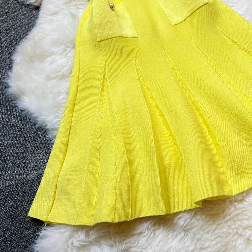 YuooMuoo Chic Fashion 2026 Summer Pleated Short Dress Women O-neck Slim Waist A-line Party Dress Streetwear Lady Outfits Vestido