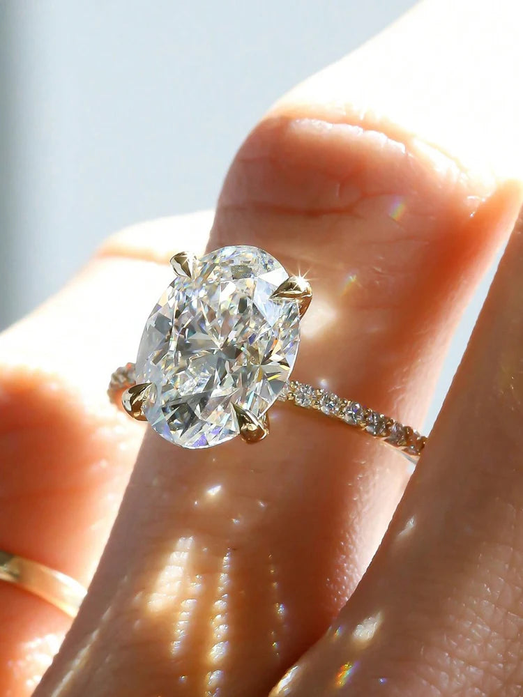 925 Sterling Silver Zirconia Gorgeous Shiny 1-5CT Oval Stone Ring For Women Engagement Wedding Luxury High Quality Fine Jewelry