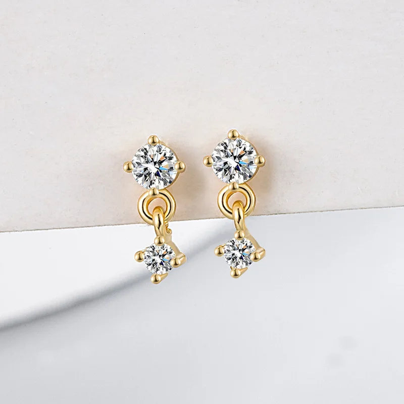 Aide 1pc 925 Sterling Silver Mini Zircon Thick Flat Screw Back Drop Earrings For Women K Gold Piercing Stud Earrings Jewelry