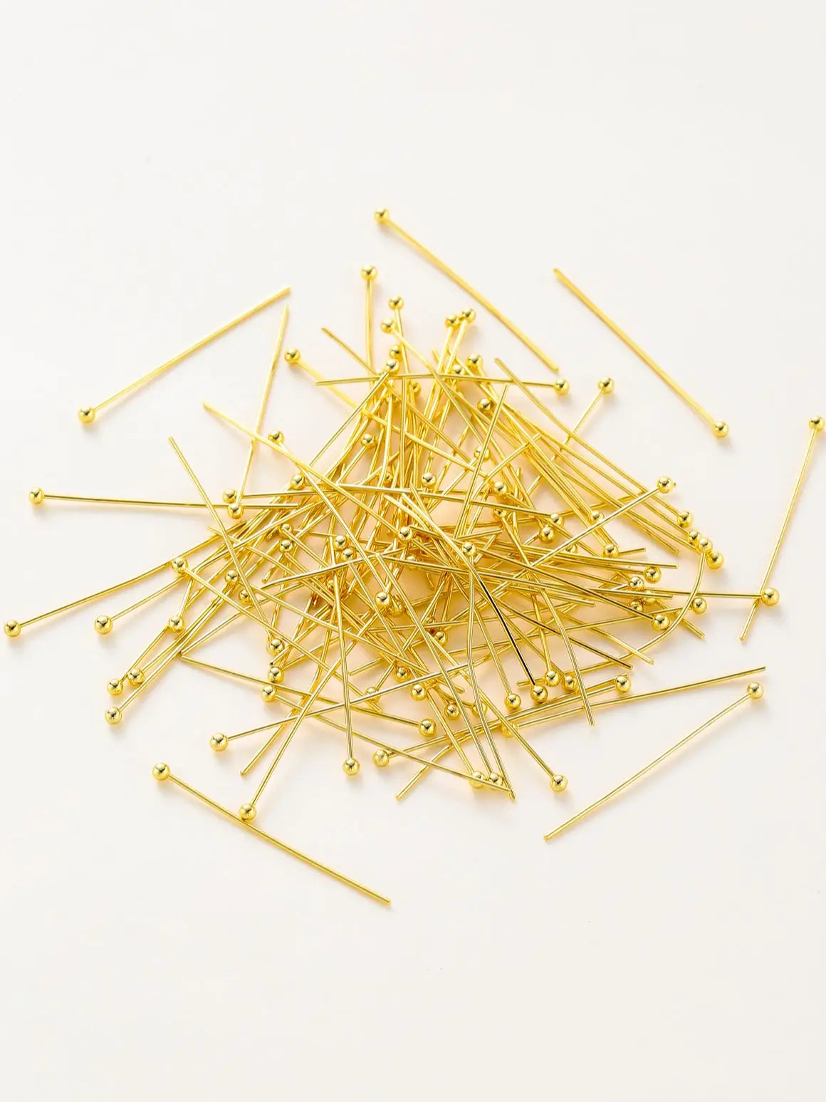 100pcs/lot 14K 18K Gold Plated 16-50mm Ball Head Pins DIY Jewelry Making Findings Brass Metal Flat Head Eye Head Pins Supplies