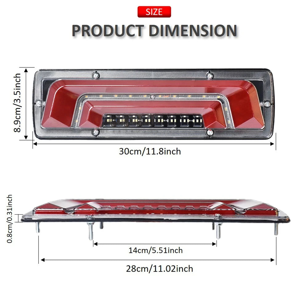 2X 12/24V Truck Tail Light waterproof shockproof LED running water turn signal Brake Lights Reverse Lorry Bus Trailer Fog lamps