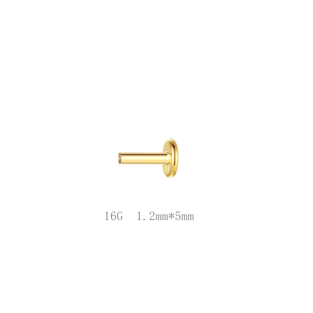 Aide 1pc 925 Sterling Silver Mini Zircon Thick Flat Screw Back Drop Earrings For Women K Gold Piercing Stud Earrings Jewelry