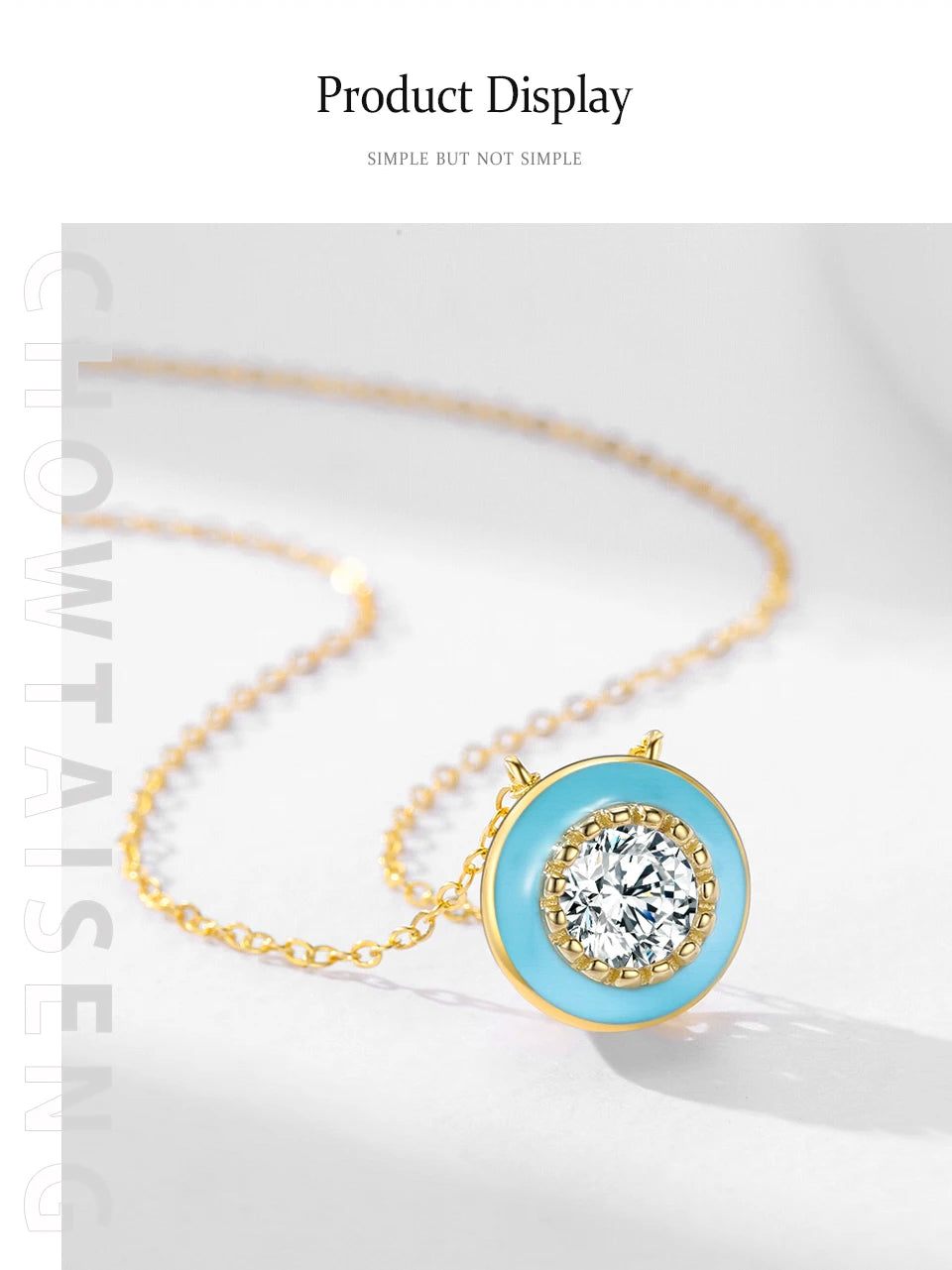 Ailmay 925 Sterling Silver Elegant Round Blue Enamel Pendant Shiny Zirconia Necklace For Women Wedding Engagement Fine Jewelry