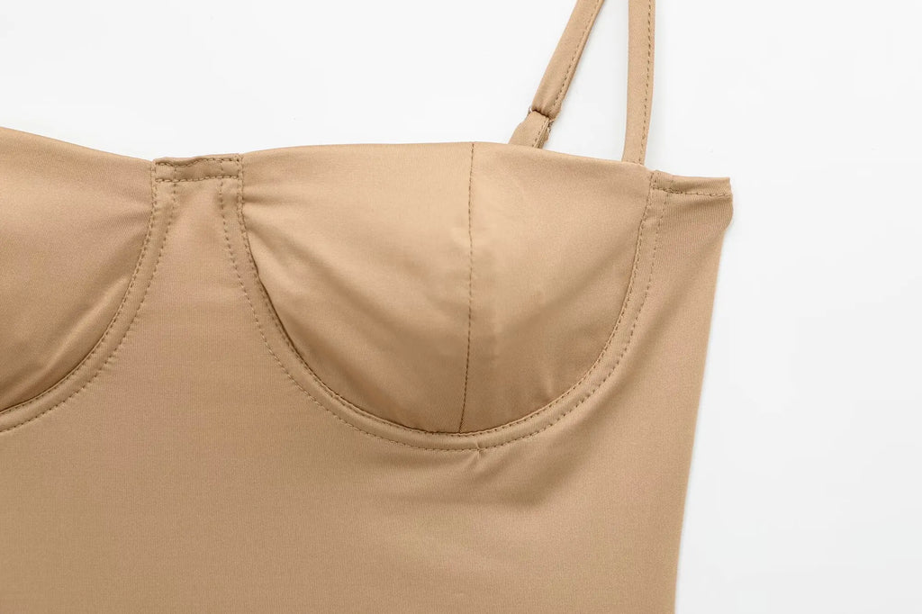 Zevity 2025 Women Sexy Spaghetti Strap Inner Style Beach Wear Bodysuits Ladies Soft Slim Swimsuit Playsuits Mujer Rompers LS9043