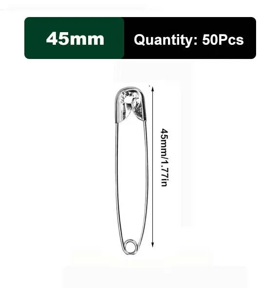 50/100Pcs Safety Pins 19/22/27/32/38/45/55mm Rust Resistant Silver Durable Safety Pins For DIY Crafts Sewing Accessories