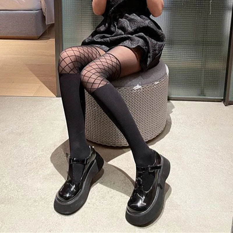 Fishnet Stockings Transparent Slim Fishnet Pantyhose Party Club Net Holes Black Tights Stocking Small/Middle/Big Mesh Stocks