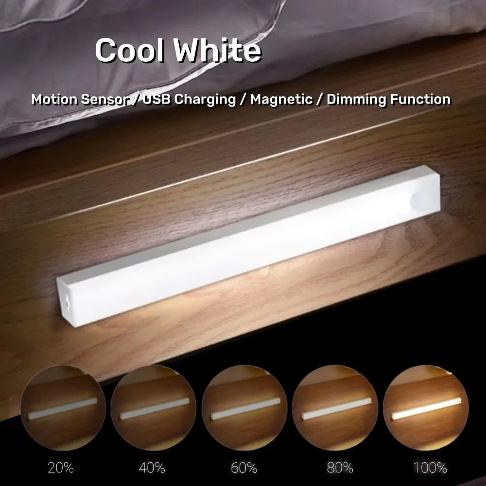 Rechargeable Motion Sensor LED Bar Light Induction Night Light Portable Lamp for Kitchen Cabinet Bedside Bathroom Mirror Light