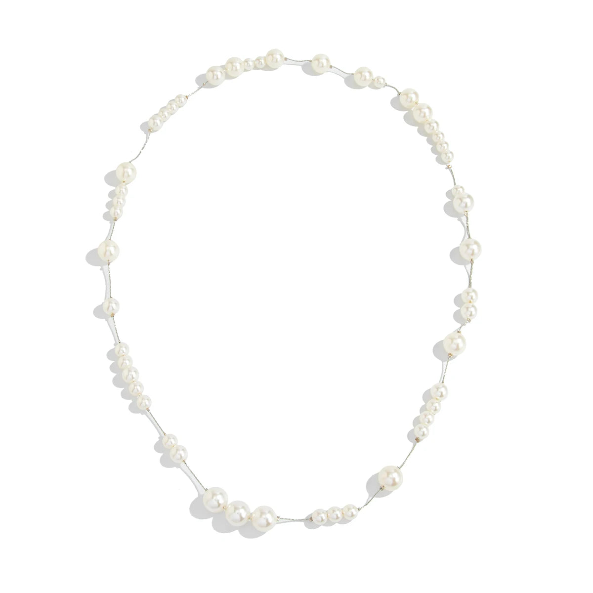 SHIXIN Elegant Imitation Pearl Long Chain Necklace for Women Korean Fashion White Beaded Sweater Chain New Year Wedding Jewelry