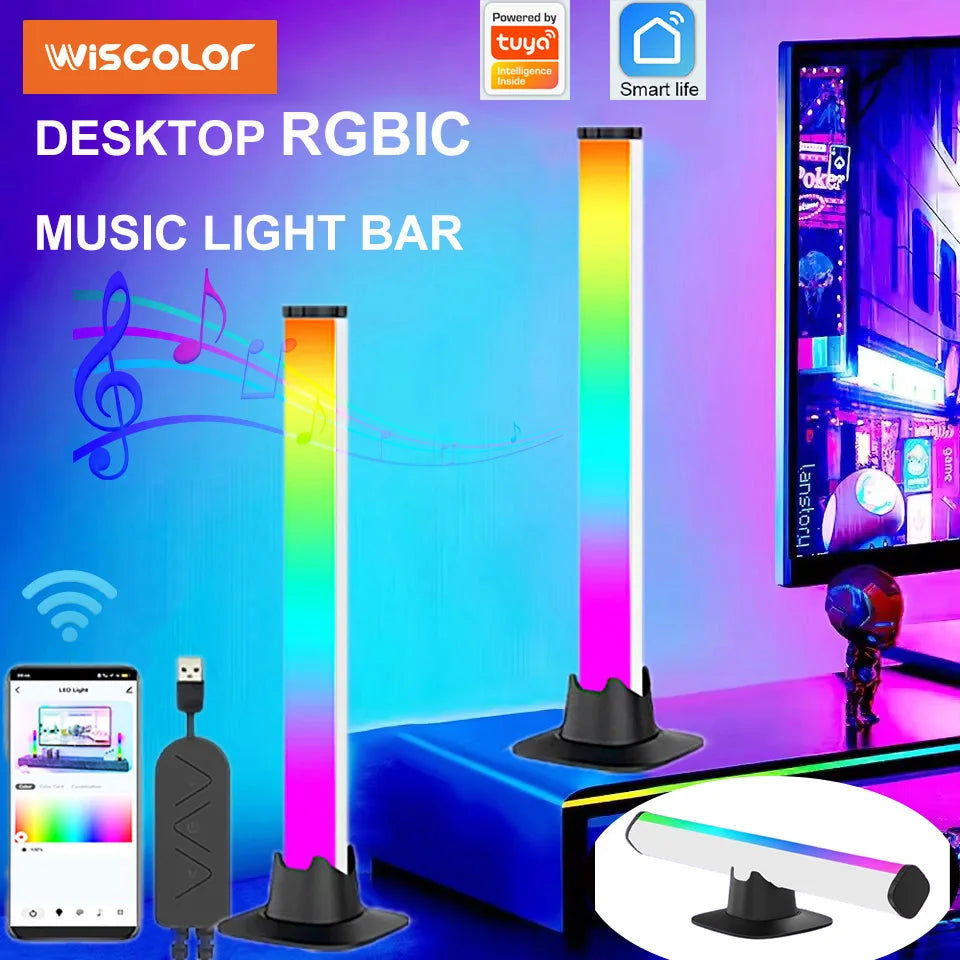Music Light Bar RGBIC Pickup Rhythm Lights Desktop Strip Light APP Control USB Atmosphere Lamp For Gaming Bedroom TV Backlight
