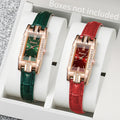 2PCS/Set Women's Watches Fashion Rectangle Leather Band Quartz Watch（Without Box）