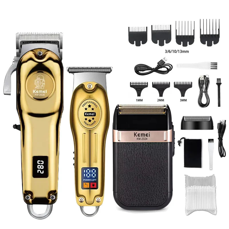 Kemei KM-2628 KM-678 KM-2024 Professional Electric Hair Clippers Beard Clipper Rechargeable Men's Shaver Hair Trimmer Kit