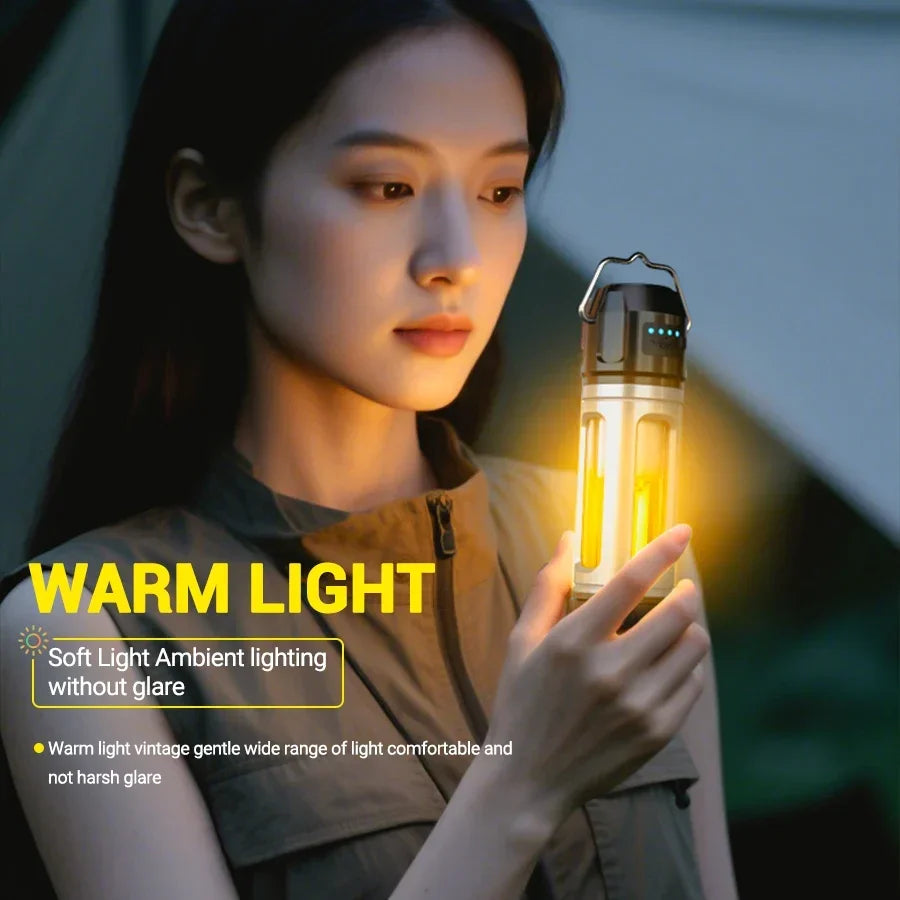 K1 Camping Lantern - 1000LM Bright LED,Adjustable Warm/Cool Light, Portable Hook & Handle for Tent, Outdoor, Emergency, Hiking