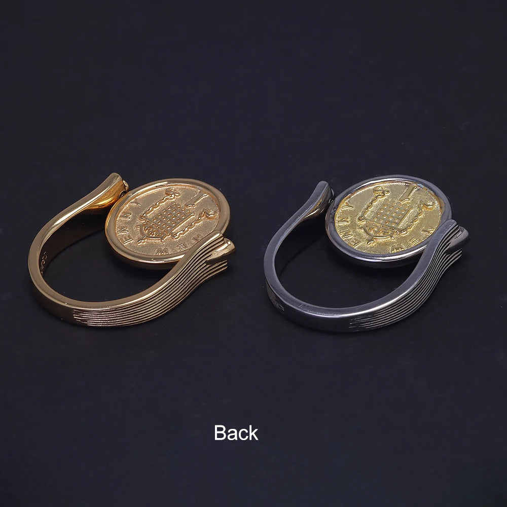 Queen Elizabeth Flipping Silver Coin Reversible Ring Women 925 Sterling Silver Gold Plated US Size 7 Rotating Vintage Jewelry