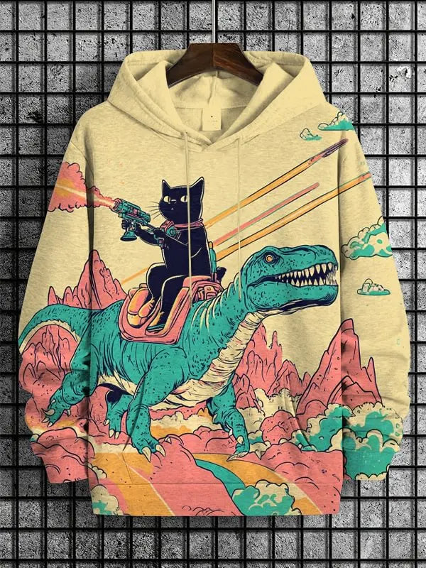 2026 Men's Hoodies Funny Cat Dinosaur UFO Art 3D Printed Cartoon Sweatshirt Men Women Tracksuit Oversized Casual Street Y2k Coat