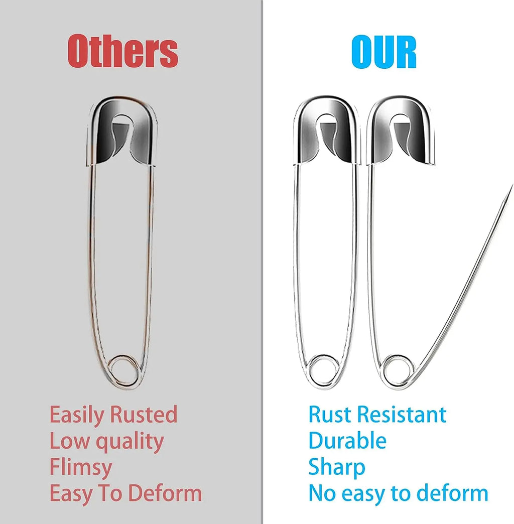 50/100Pcs Safety Pins 19/22/27/32/38/45/55mm Rust Resistant Silver Durable Safety Pins For DIY Crafts Sewing Accessories