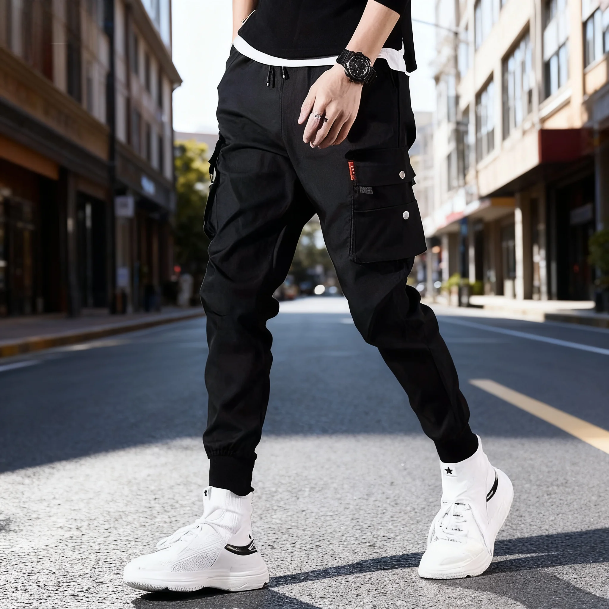 2025 New Trendy Solid Color Pants, Multi Flap Pocket Men's Cargo Pants, Loose Casual Outdoor Pants, Men's Work Pants oversized