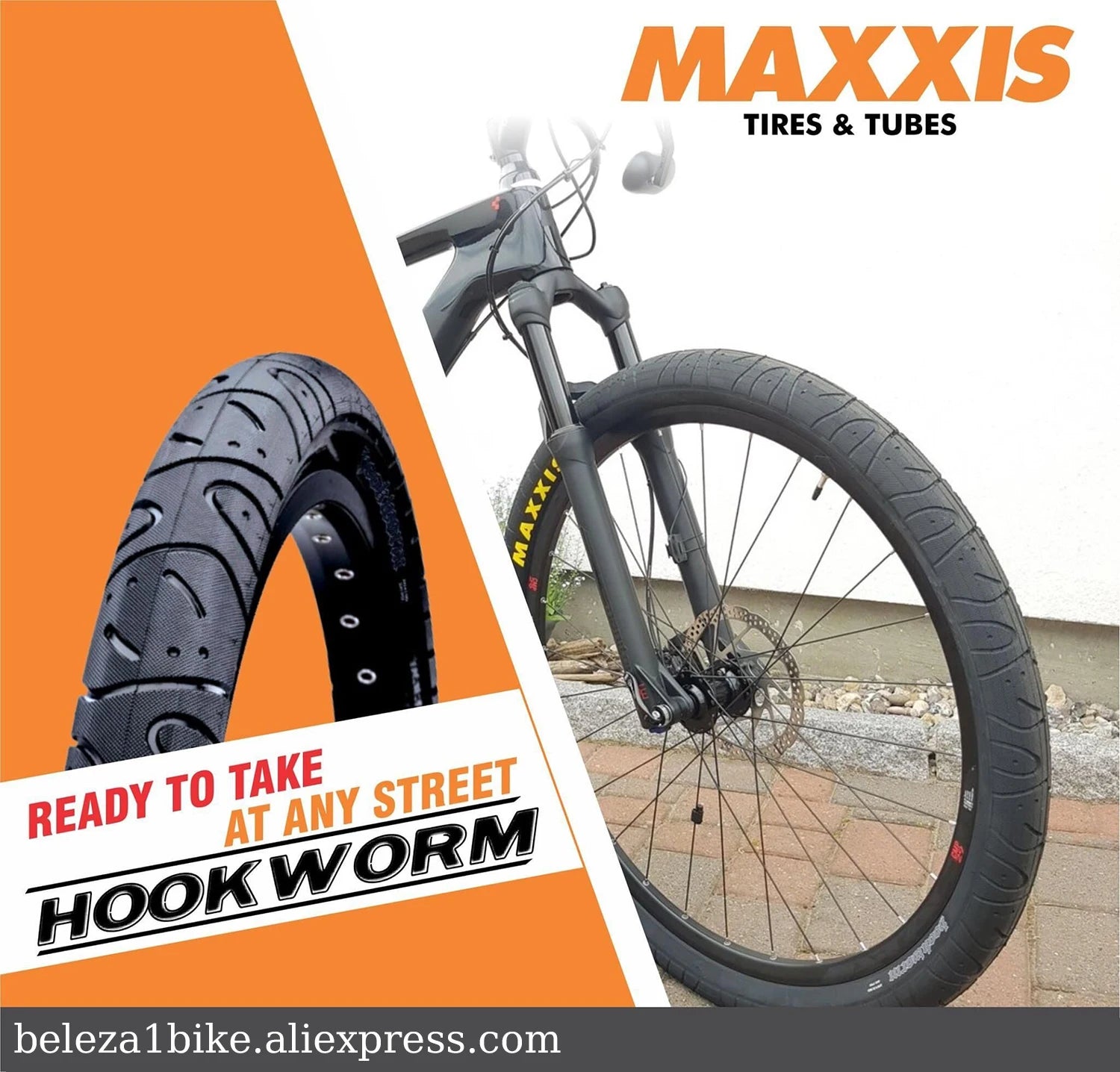 MAXXIS Hookworm 26 x 2.5 Bicycle Tire BMX Wire Bead Clincher Tire for Street Park vert Flatland 20 inch 24 26 27.5 or 29 Sizes