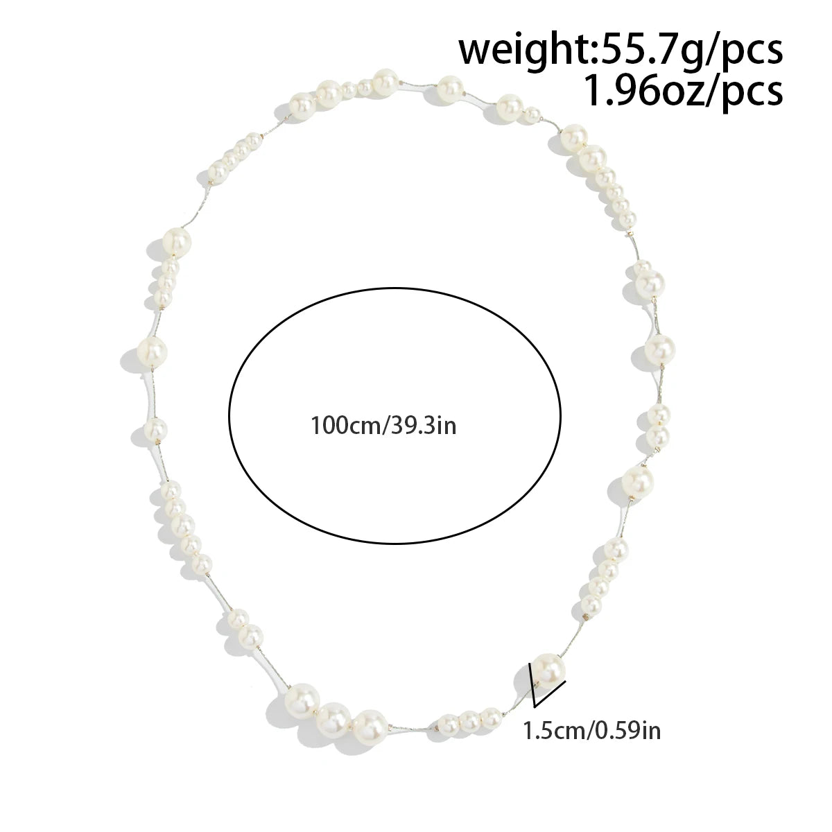 SHIXIN Elegant Imitation Pearl Long Chain Necklace for Women Korean Fashion White Beaded Sweater Chain New Year Wedding Jewelry