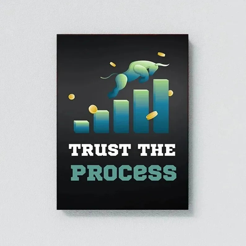 Neon Bulls&Bears Stock Market Trading Quotes Trust The Process and Ability Canvas Poster Wall Pictures Home Office Decor Gift