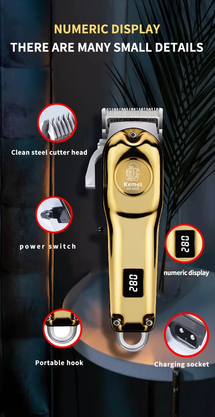 Kemei KM-2628 KM-678 KM-2024 Professional Electric Hair Clippers Beard Clipper Rechargeable Men's Shaver Hair Trimmer Kit