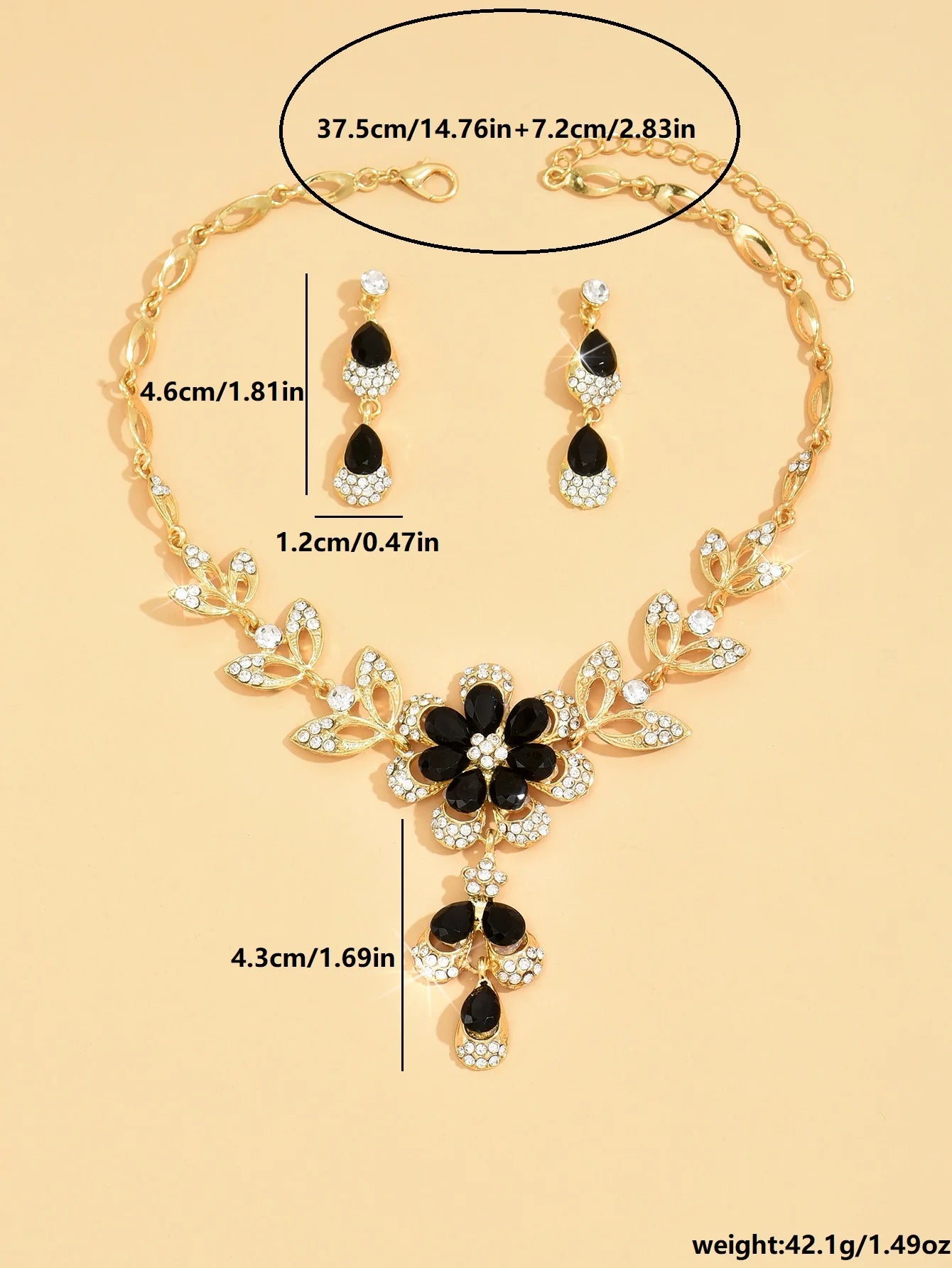 3PC Women's Fashion Trend Design Versatile Flower Necklace Earrings Jewelry Set Wedding Banquet Party Holiday Gift