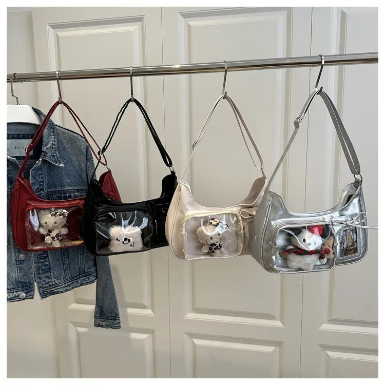 Y2k Harajuku Shoulder Bag Women Korean Transparent Ita Bag School Crossbody Bag Female Japanese Designer Preppy Handbag Purse
